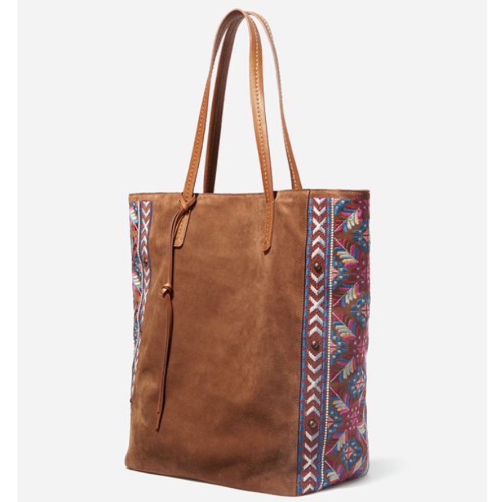 JOHNNY WAS Lola soft leather embroidered tote bag